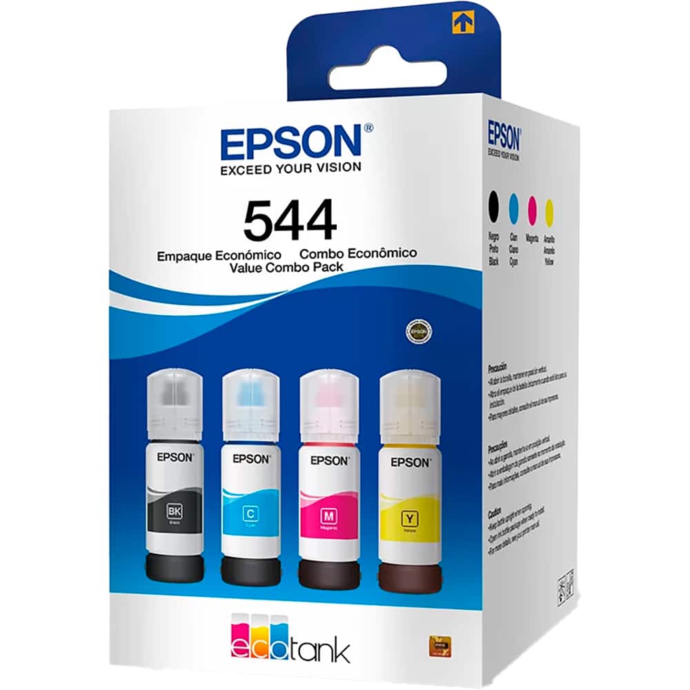 Kit Garrafas de Tinta Epson T544, 4 Cores - T544520-4P - Impressorajato